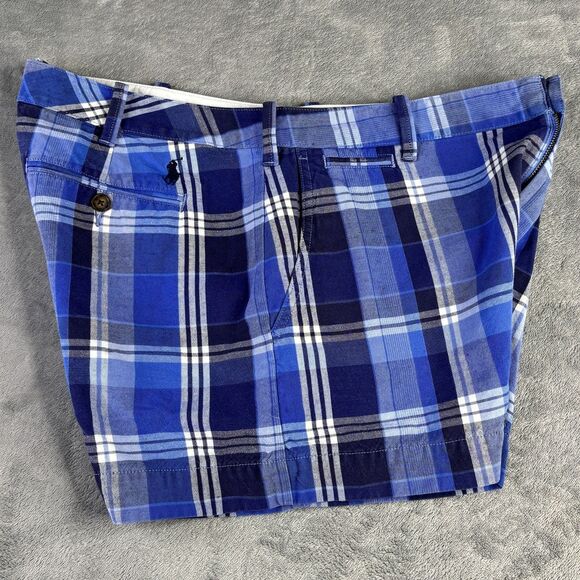 Polo Ralph Lauren Shorts Womens 10 Blue Plaid Linen Blend Preppy Classic Summer - Picture 9 of 12